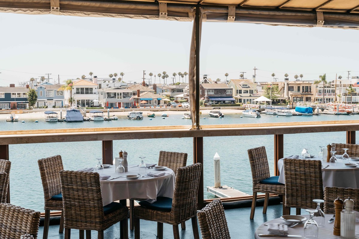 Newport Beach Yacht Club overlooking the water and Balboa Island