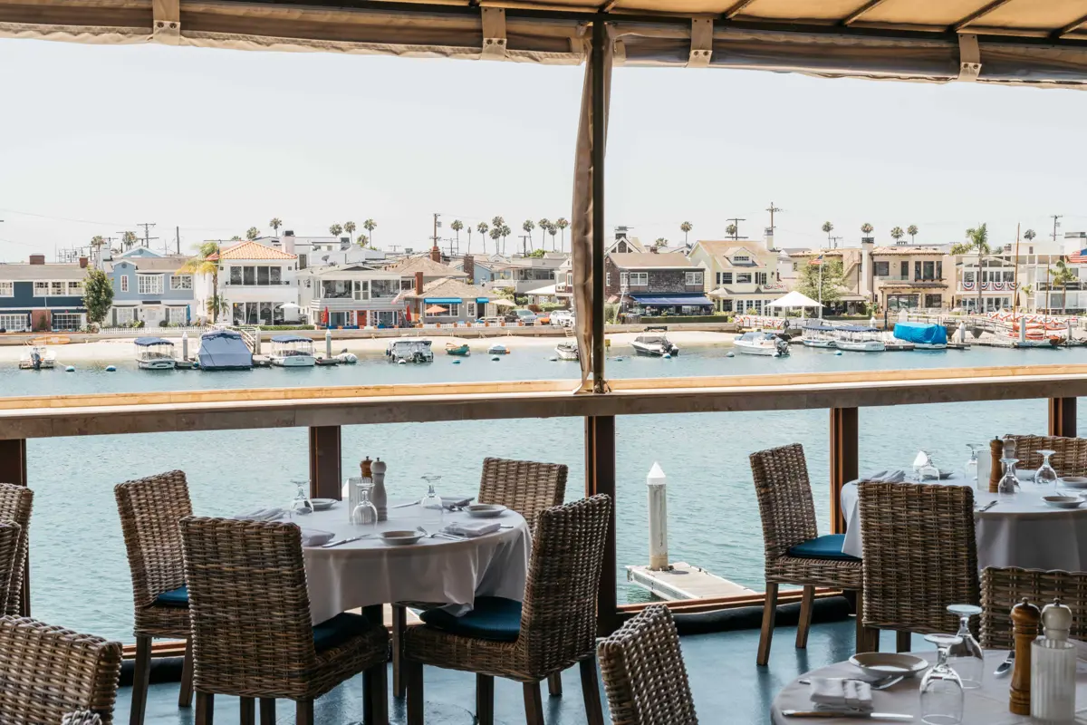 Newport Beach Yacht Club overlooking the water and Balboa Island
