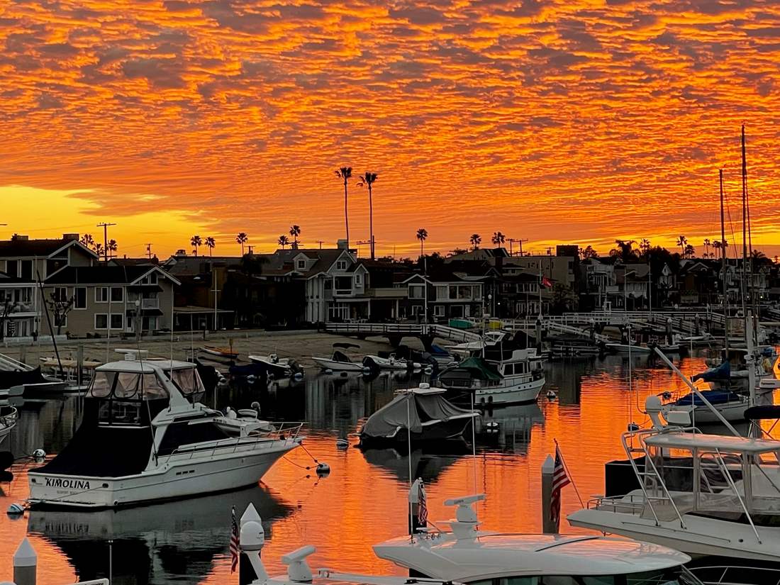 sunset over the marina