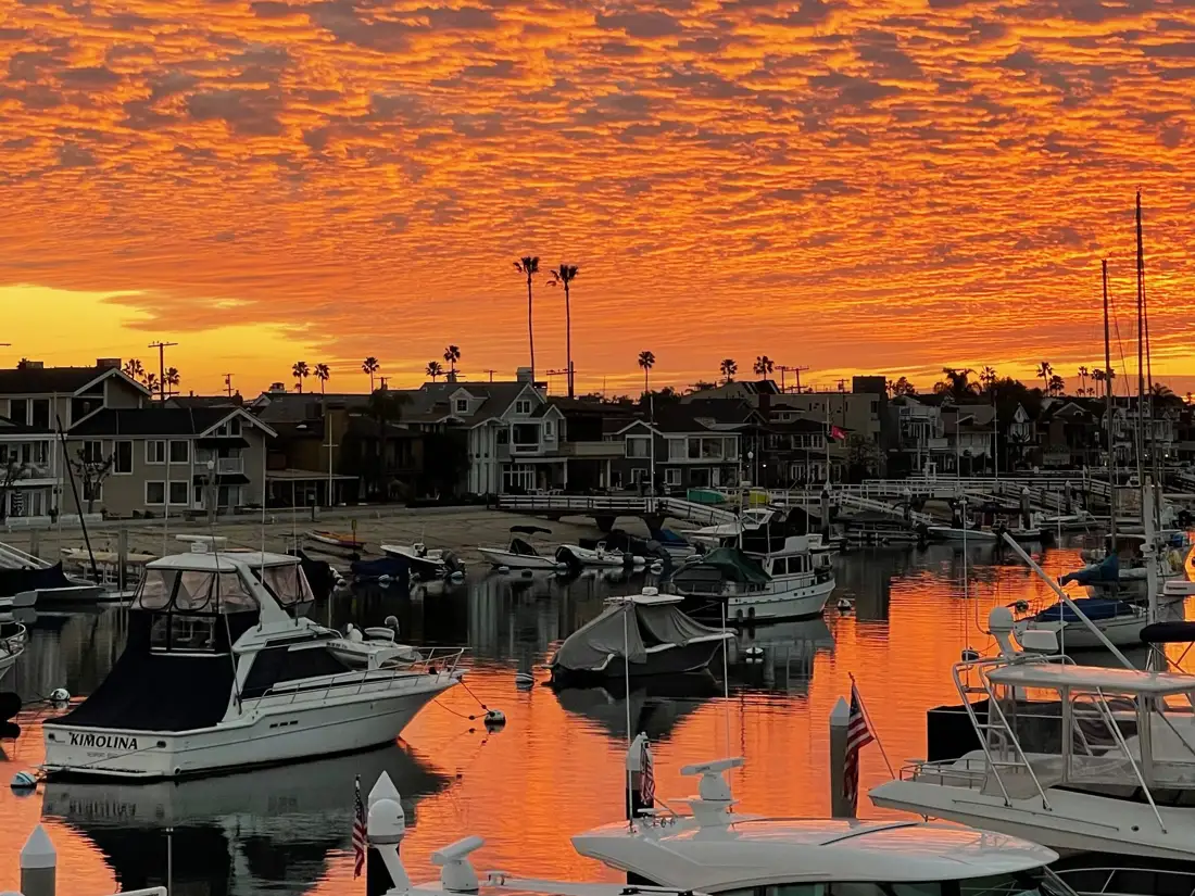 sunset over the marina