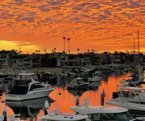 sunset over the marina